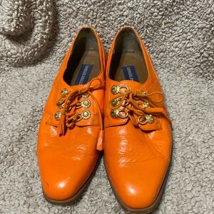 Giorgio Brutini Lace-Up Oxfords 8.5 ORANGE W/Gold laceup Hardware Unique